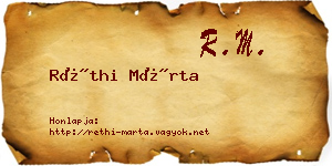 Réthi Márta névjegykártya